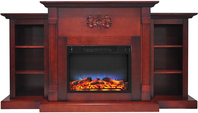 Sanoma 72'' Electric Multi Color LED Fireplace with Charred Log Insert