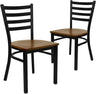 2 Pack HERCULES Series Black Ladder Back Metal Restaurant Chair