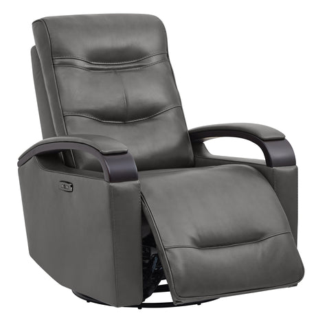 ChitaLux Leather Power Glider Recliner in Grey