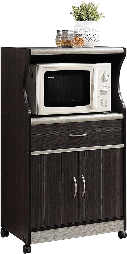 IMPORT Microwave Cart with One Drawer, Two Doors