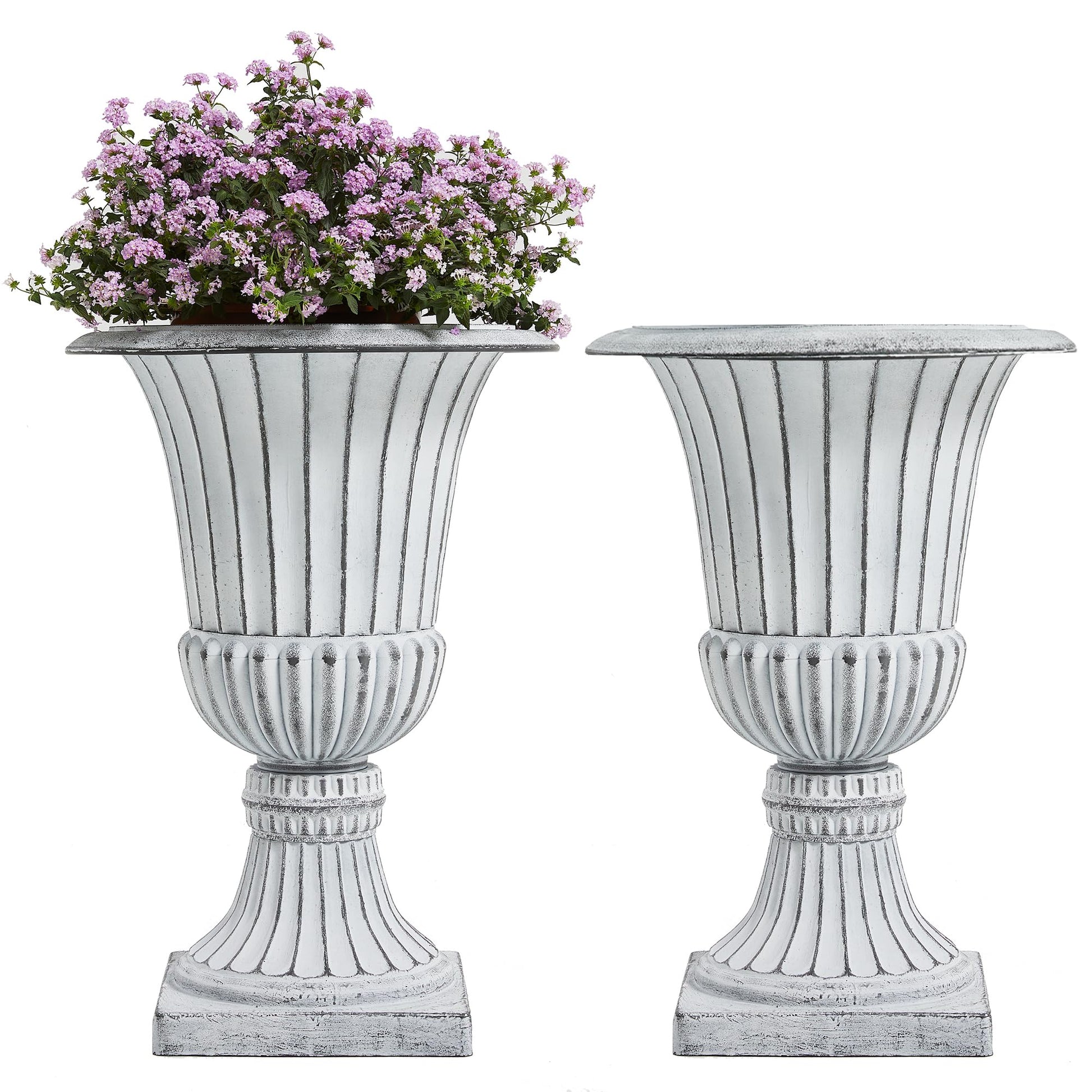 Classic 30-inch white urn planter set for gardens and patios