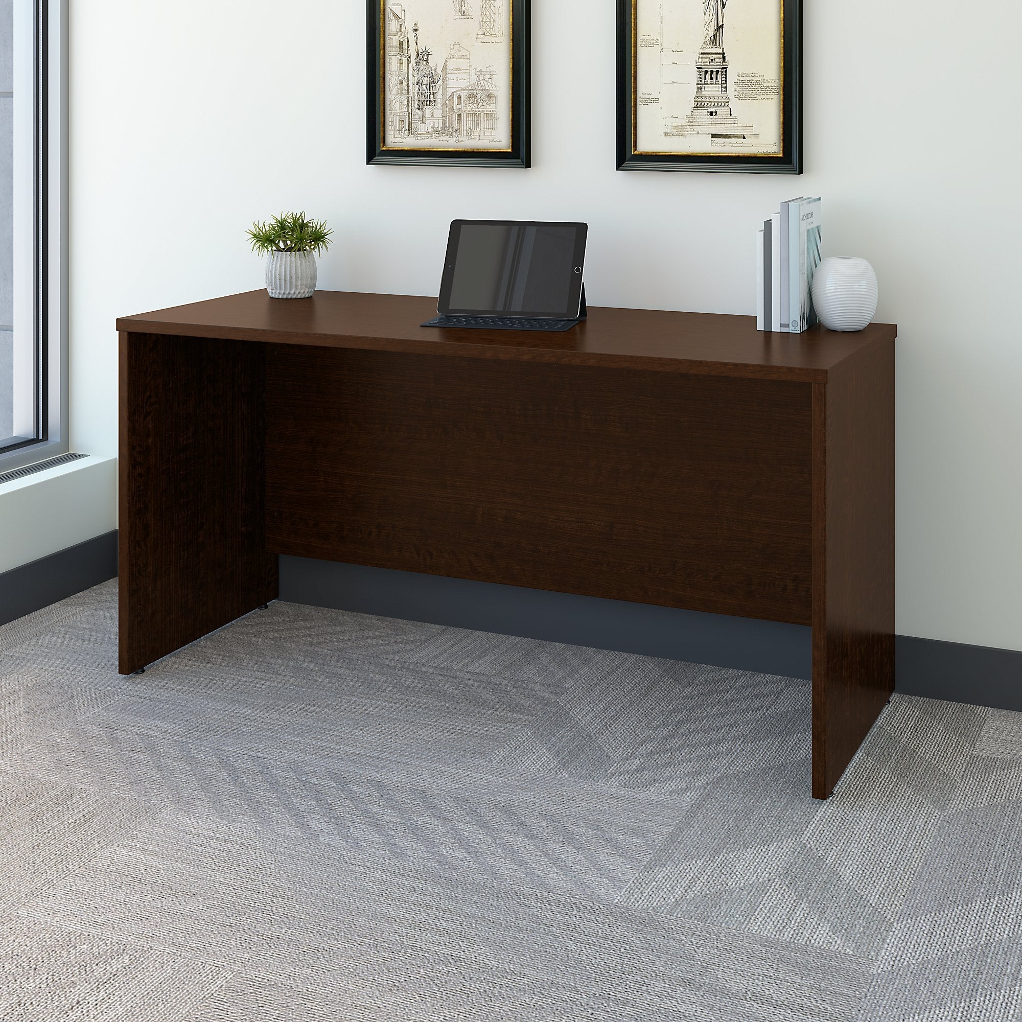 Classic Wooden Computer Desk in Modern Office Space