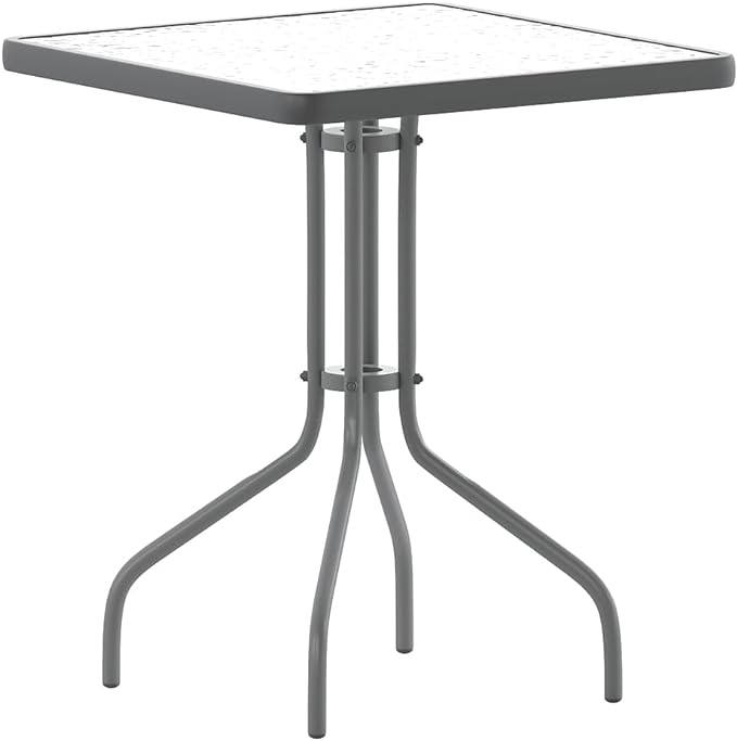 Barker 23.5'' Square Tempered Glass Metal Table