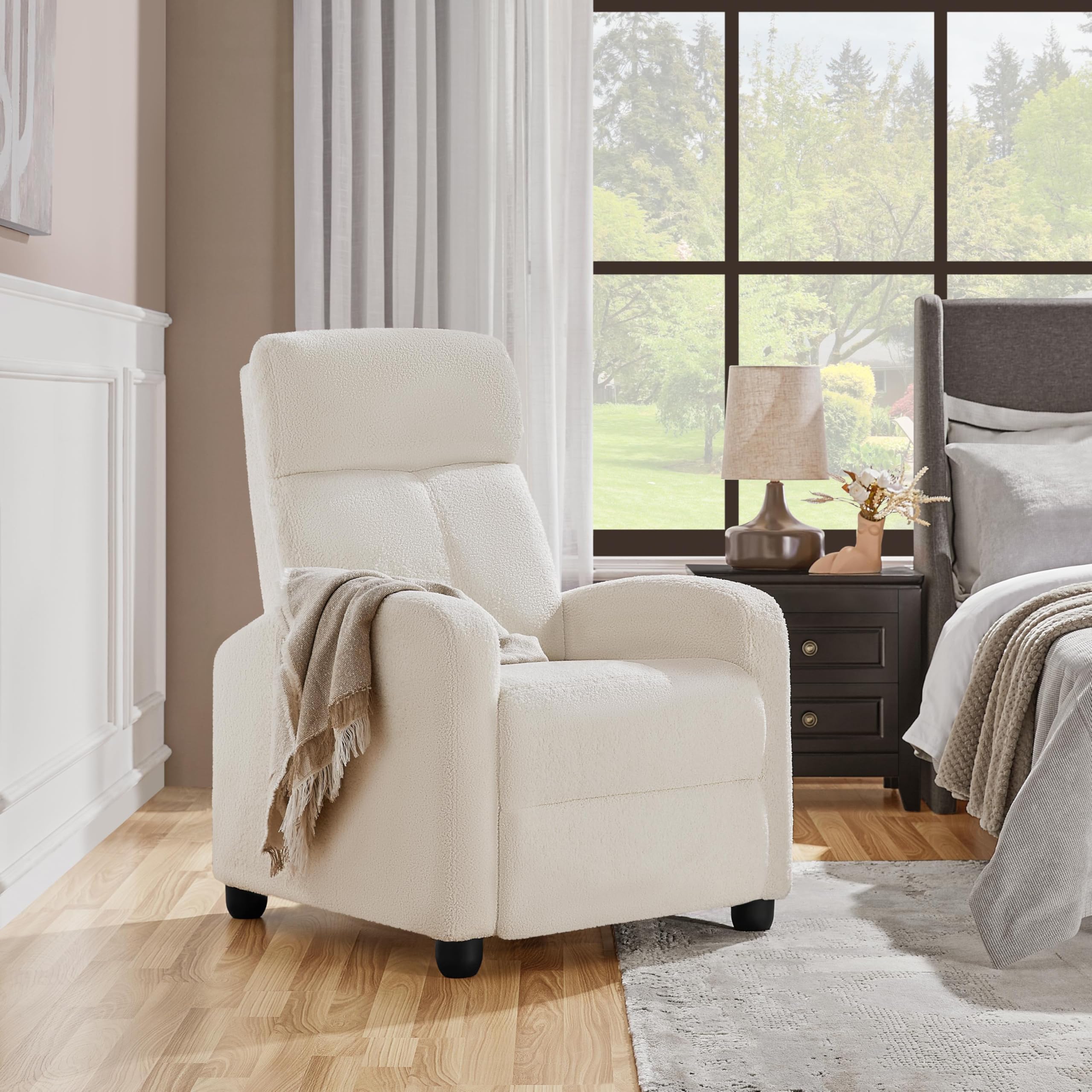 CloudNest Ivory Boucle Adjustable Recliner Chair 