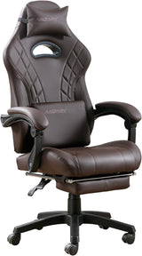 Gaming Chair with Footrest and Massage Lumbar Support