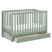 Colby 4-in-1 convertible crib in gray and white with trundle storage drawer