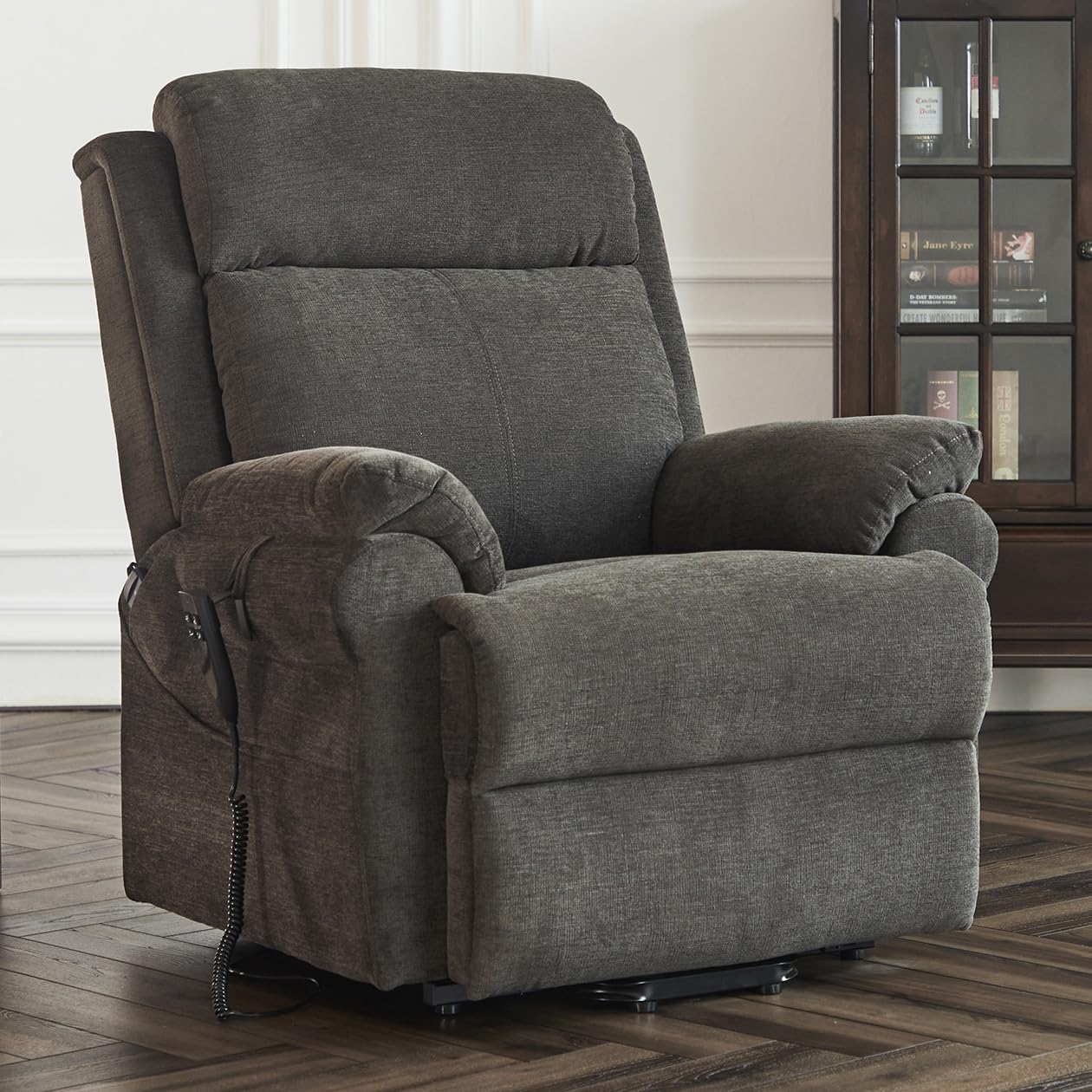 ComforLift Extra-Wide Power Recliner Chair in Fabric Grey – Front View