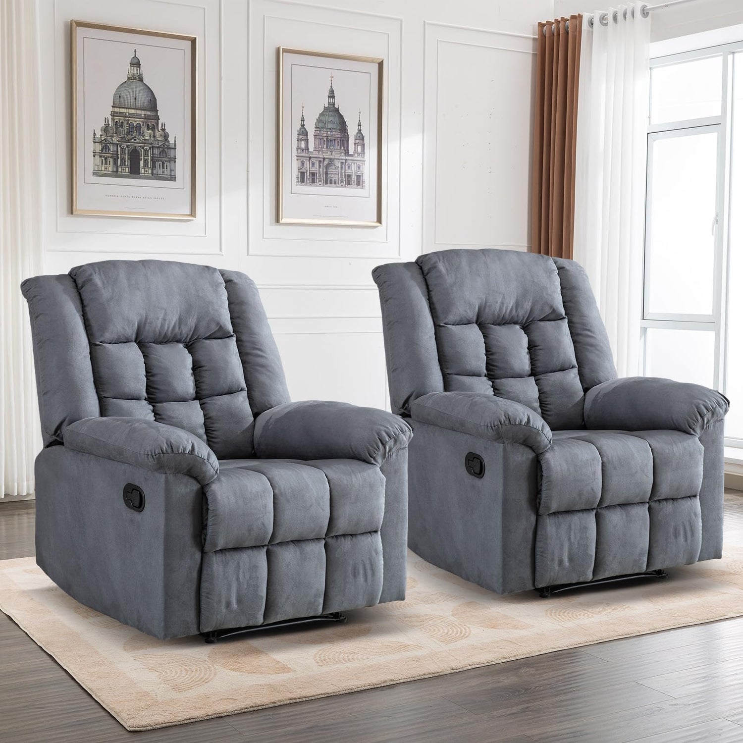 ComforTuff Duo Manual Recliner Chairs Set – Front View

