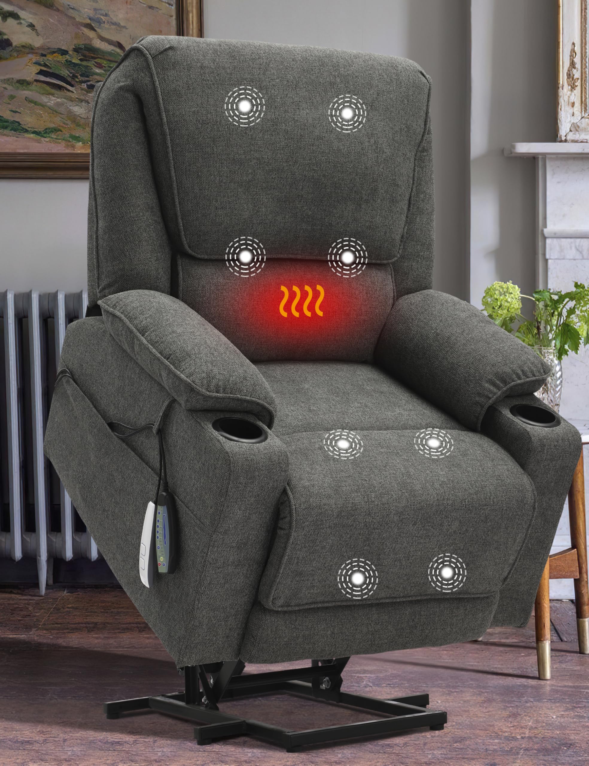 Comfortable Overstuffed Recliner Chair with USB Charging