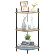 Compact 3-tier wooden corner shelf for bathroom and living room