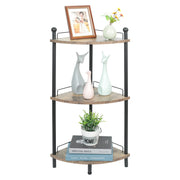 Compact 3-tier wooden corner shelf for bathroom and living room