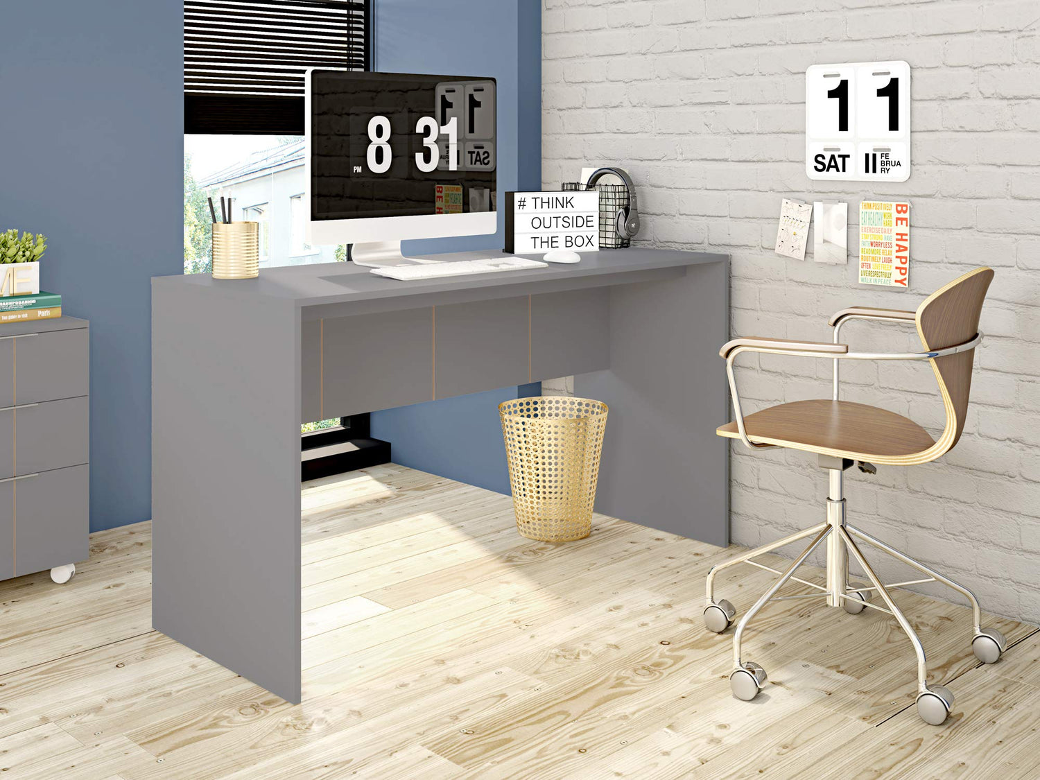 Compact 35-Inch Writing Desk for Small Workspaces