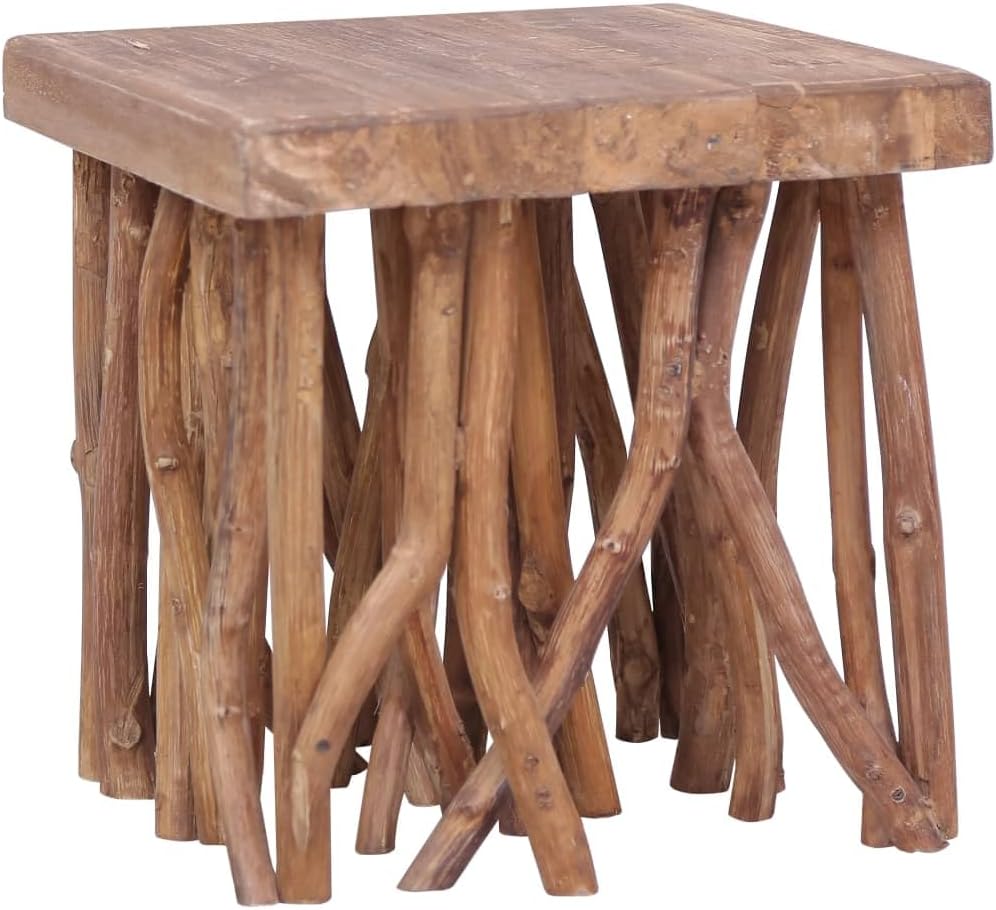 Compact rustic square coffee table – brown color

