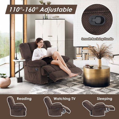 Cozy armchair with padded back and footrest in camel finish

