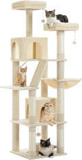 Large Cat Tree for Indoor Cats, Tall Cat Tree for Large Cats, Multi-Level Plush Cat Tower