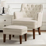 Ottoman Set, Upholstered Button Tufted Armchair for Living Room