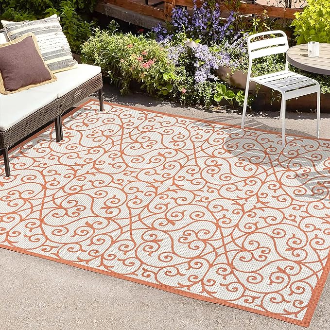 Y Madrid Vintage Filigree Textured Weave Indoor/Outdoor Black/Khaki