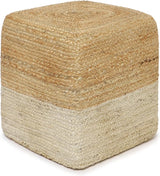 Cube Pouf Foot Stool Ottoman -Jute Braided Pouffe Poof Accent Chair Footrest