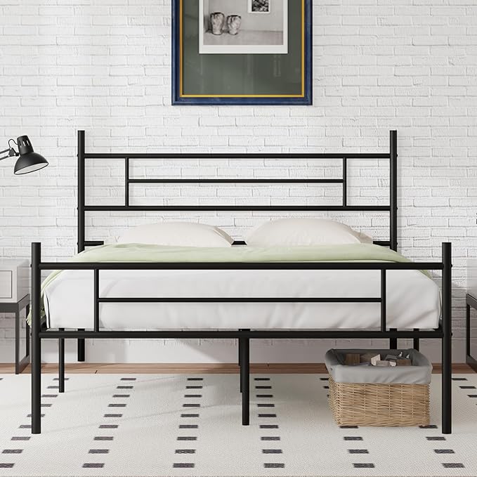 Metal Queen Bed Frame with Headboard and Footboard, 14 Inch Platform Bed Frame