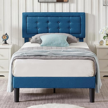 Twin Size Upholstered Bed Frame with Height