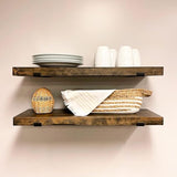 Rustic Shelves with J-Brackets Set of 2, Industrial Shelf, Kitchen Shelves, Solid Wood