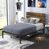 Twin Size Platform Bed Frame with Wooden headboard and Metal Slats/Rustic Country