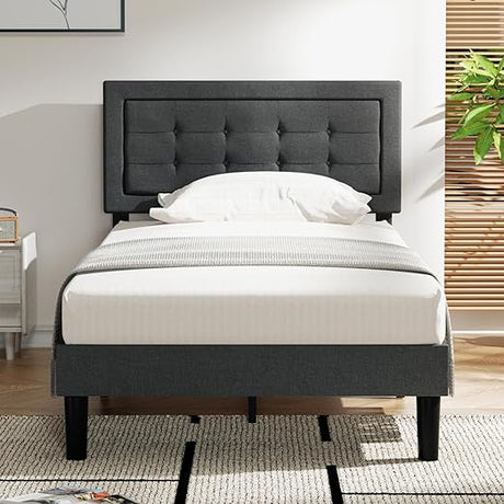 Twin Size Upholstered Bed Frame with Height