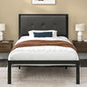 Twin Bed Frames with Faux Leather Headboard for Kids, Platform Bed Frame