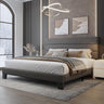 King Bed Frame Platform Bed with Velvet Upholstered Headboard