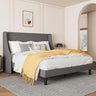 Upholstered Bed Frame Queen Size with Streamlined Wingback Headboard