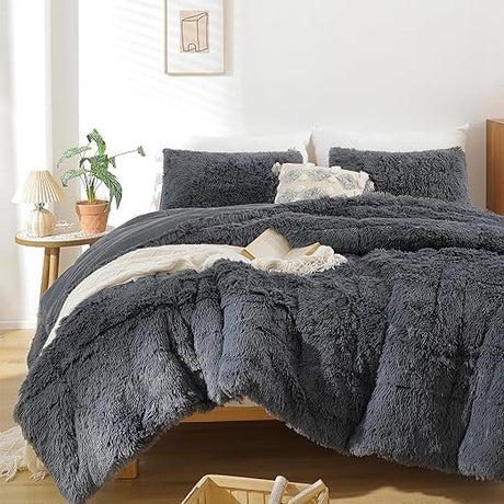 Faux Fur Comforter Queen Comforter Set Plush Comforter Tie-Dyed Colorful Blue