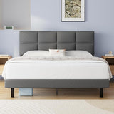 Queen Size Bed Frame with Upholstered Headboard