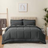 Queen Comforter Set - 7 Pieces Bed in a Bag Set Black, Bedding Sets Queen