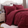 California King Comforter Set - Cal King Bed Set 7 Pieces, Pinch Pleat Navy Blue Cali King