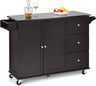 Kitchen Island with Stainless Steel Countertop, Kitchen Cart Rolling Trolley with Towel