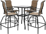 Patio Bar Set  Swivel Bar Stools Outdoor Bistro Textilene Furniture Stability All-Weather Set