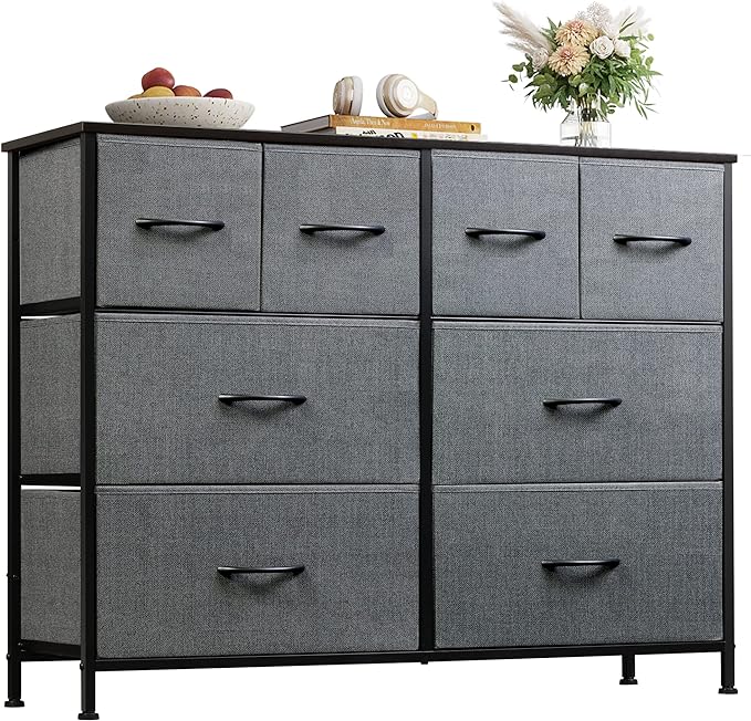 Dresser for Bedroom with 8 Drawers, Wide Fabric Dresser for Storage and Organization