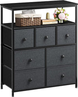 Dresser for Bedroom with 7 Drawers and 2 Shelves TV Stand Dresser with Wooden