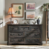 Farmhouse 7 Drawers Dresser Chests for Bedroom, Wood Rustic Tall Chest of Drawers