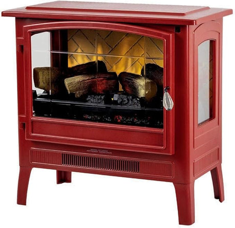 Electric Fireplace Stove Heater in Black Provides Supplemental Zone Heat