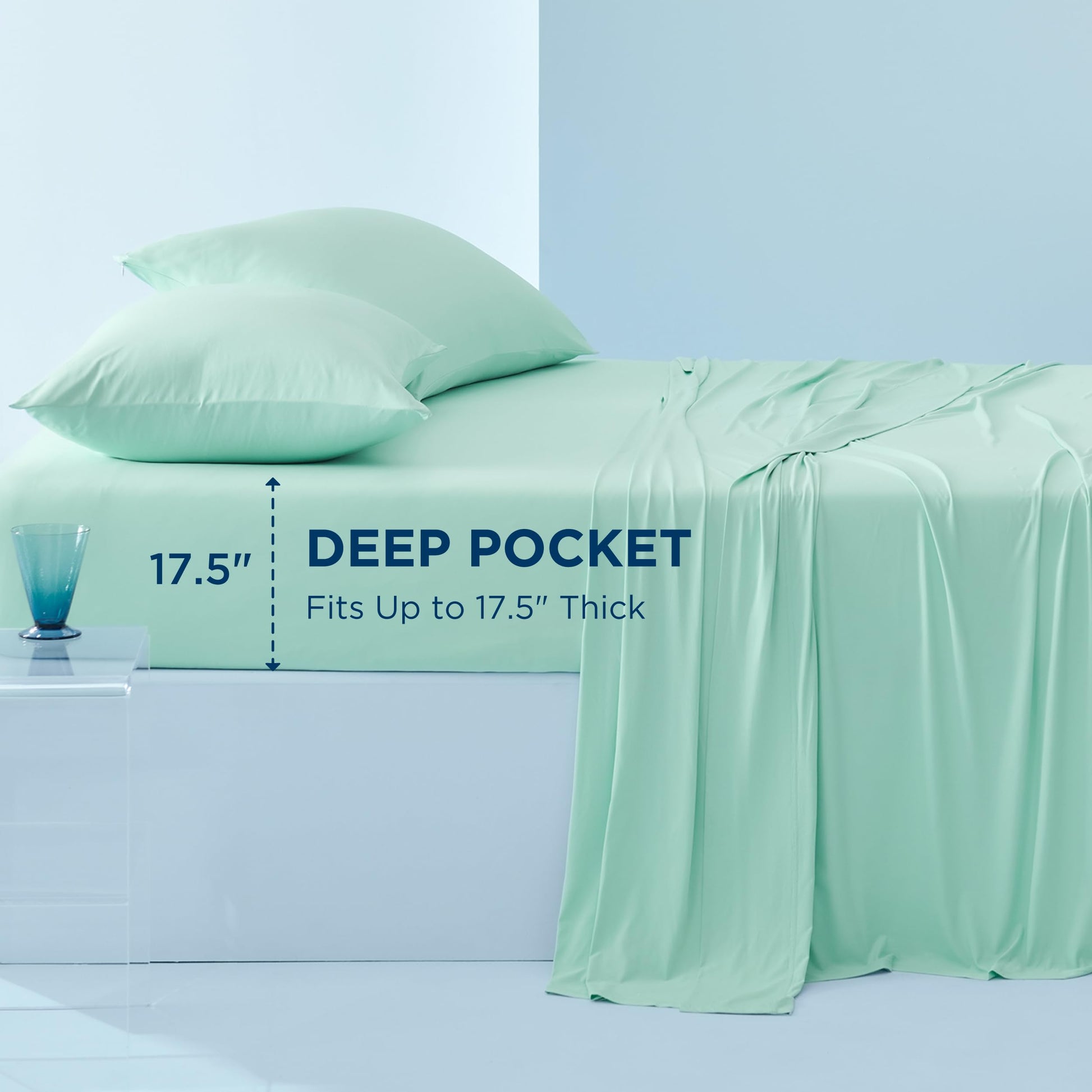Deep pocket sheet fitting up to 17.5 inches on mattress
