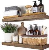 Wood Floating Shelves Rustic Wood Wall Shelves for Bathroom Living Room Bedroom