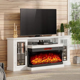 75in 3-Sided Glass Fireplace TV Stand for TVs up to 85"