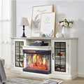 3 Sided Glass Fireplace TV Stand for TVs up to 65