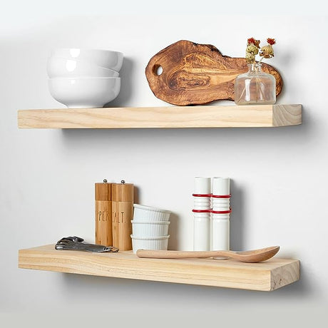 Rustic Farmhouse Floating Shelves - Bathroom Wooden Shelves for Wall Mounted