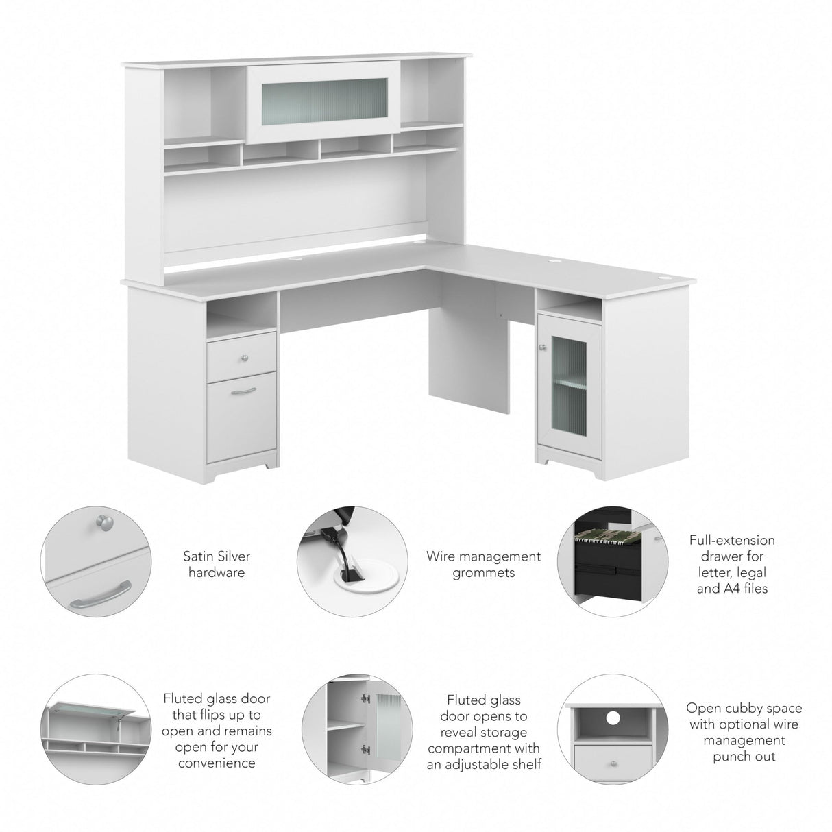 Double Cubicle Desk with Privacy Panels - 2-Person L-Shaped Workstation