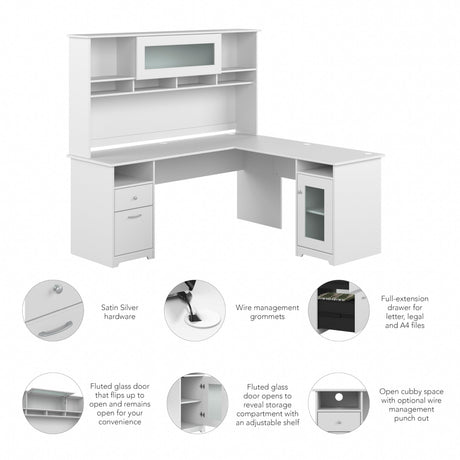 Double Cubicle Desk with Privacy Panels - 2-Person L-Shaped Workstation