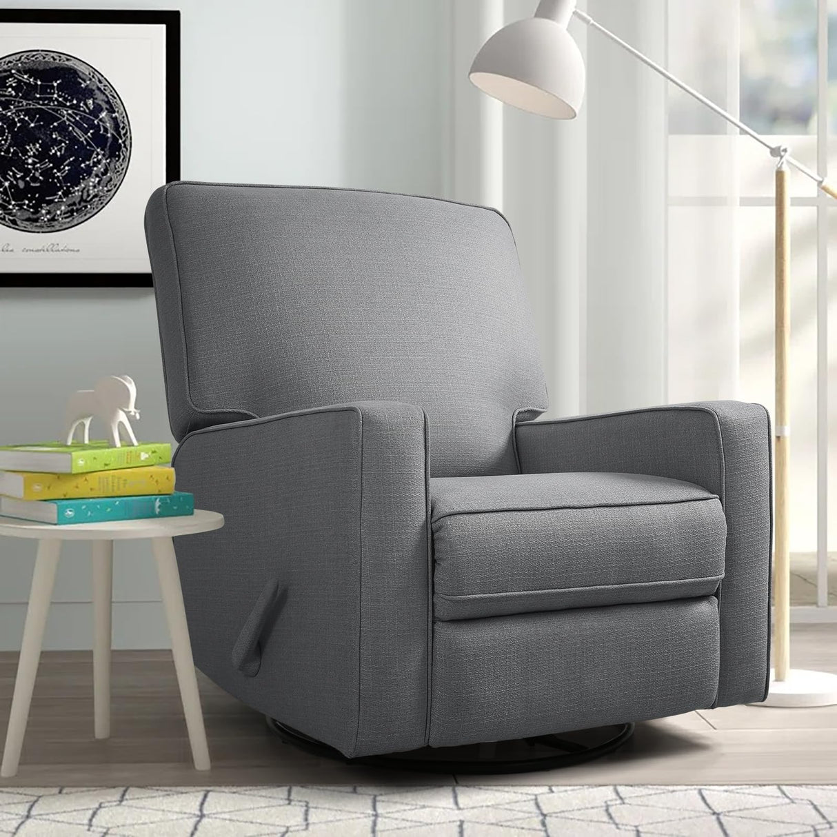 EaseCore Linen Swivel Glider Recliner Chair Front View