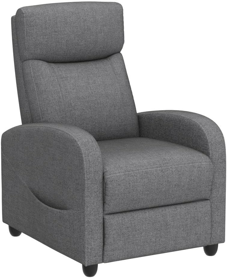 EaseNest Grey Fabric Recliner Chair with Wing Back
