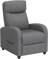 EaseNest Grey Fabric Recliner Chair with Wing Back